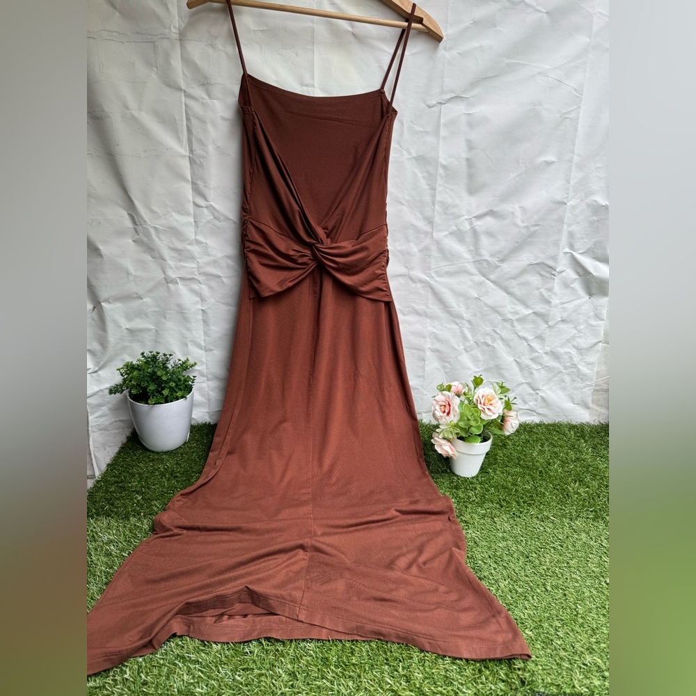 Reformation Hex Knit Dress Brown Size XS new without tags nice twist on back - Picture 5 of 11